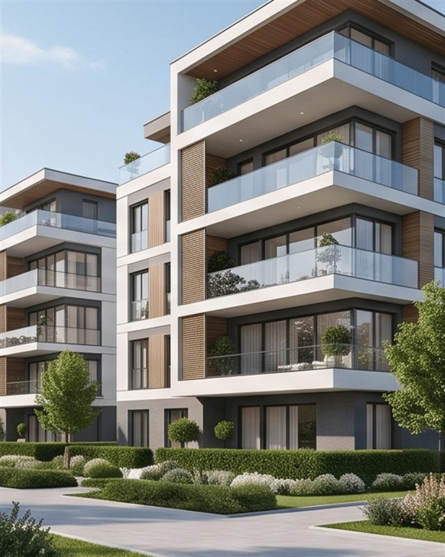 Fachada de condomínio residencial moderno